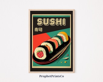 Sushi Pop Art Poster Print | Cute Kitchen Wall Art | Sushi Lover Gift | Japanese Food Home Décor | Printable Wall Art | DIGITIAL DOWNLOAD