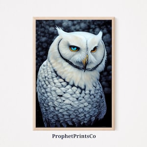 Snowy Owl Poster Print | Vintage Oil Painting Wall Art | Cute Owl Lover Gift | White Owl Home Décor | Printable Wall Art | DIGITIAL DOWNLOAD