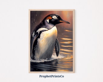 浮世絵ペンギン肖像画：日本の水墨画｜デジタルダウンロード｜デジタル