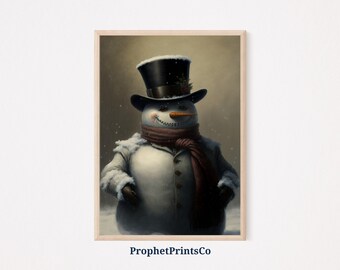 Vintage Snowman Poster Print | Cute Winter Wall Art | Christmas Gift | Original Snow Man Home Décor | Printable Wall Art | DIGITIAL DOWNLOAD