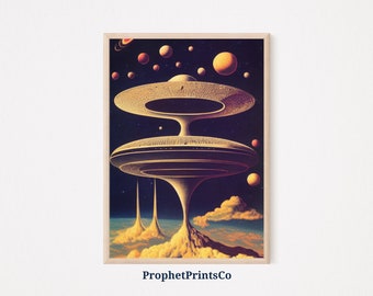 DIGITAL DOWNLOAD Surreal UFOs Poster Print | Fliegende Untertasse Wandkunst | UFO-Liebhaber Geschenk | Space & Alien Home Dekor | Druckbare Wandkunst