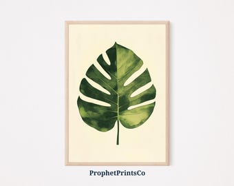 Monstera Leaf Print | Tropical Art | Greenery Decor | Botanical Leaf Art | Minimalist Plant Art | Nature-Inspired Decor | Digital Download