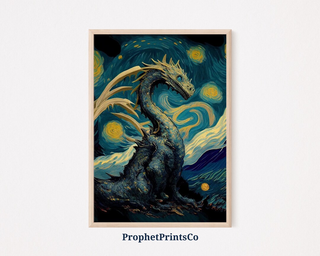 Dragon Art Poster Print | Fantasy Wall Art | Inspired by Vincent Van ...