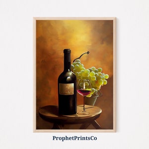 Italian Wine Oil Painting Poster Print DIGITIAL DOWNLOAD | Kitchen & Bar Wall Art | Wine Lover Gift | Wine Home Décor | Printable Wall Art