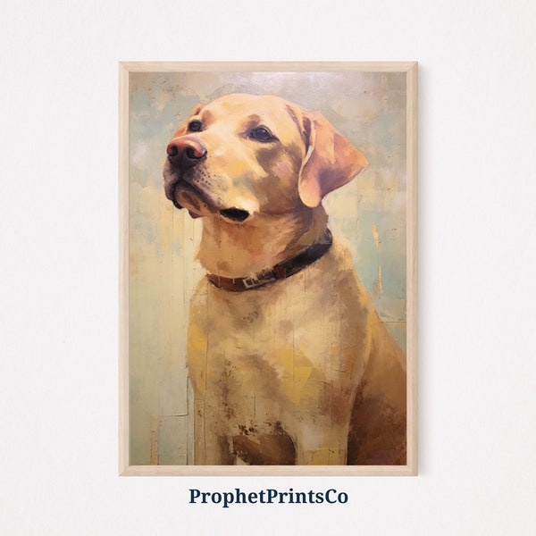 Vintage Yellow Lab Oil Painting Print | Dog Art | Gift For Dog Lover | Labrador Retriever Home Décor | Printable Wall Art | Digital Download