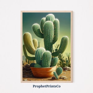 Cactus Oil Painting Poster Print | Southwestern Wall Art | Mexico Gift | Mexican Latino Home Décor | Printable Wall Art | DIGITIAL DOWNLOAD
