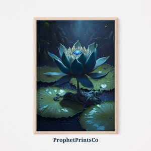 Blaue Lotusblume Poster Print | Florale Wandkunst | Kräuterkunst Geschenk | Ägyptisch Blau Lotus Home Dekor | Druckbare Wandkunst | DIGITALER DOWNLOAD