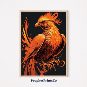 Flaming Phoenix Poster Print | Cool Mythical Wall Art | Fantasy Lover Gift | Rec Phoenix Home Décor | Printable Wall Art | DIGITIAL DOWNLOAD