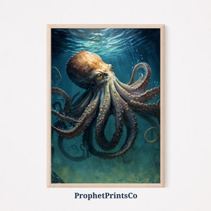 Octopus Painting Poster Print | Sea Life Wall Art | Octopus Art Gift | Original Nautical Home Décor | Printable Wall Art | DIGITIAL DOWNLOAD