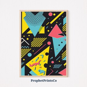 Jaren 80 Abstract Poster Print | Retro Nostalgia Wall Art | Jaren 80 Lover Gift | Trendy Synthwave Home Decor | Afdrukbare kunst aan de muur | DIGITIAL DOWNLOADEN