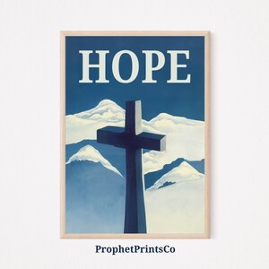 DIGITIAL DOWNLOAD Hope Cross Poster Print | Christelijke kunst aan de muur | Jezus Lover Gift | Mooie religieuze home decor | Bedrukbare kunst aan de muur