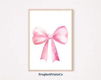 Pink Preppy Bow Print | Aesthetic Watercolor Wall Art | Match Box Art | Costal Cowgirl Home Décor | Printable Wall Art | Digital Download