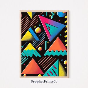 Jaren 80 Abstract Poster Print | Retro Nostalgia Wall Art | Jaren 80 Lover Gift | Trendy Synthwave Home Decor | Afdrukbare kunst aan de muur | DIGITIAL DOWNLOADEN