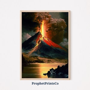 Cópia do cartaz da pintura do vulcão de &lt;br&gt; Entrega Rápida? Arte de parede havaiana vintage | Presente para amante de lava | Decoração de casa no Havaí | Arte de parede para impressão | DOWNLOAD DIGITAL