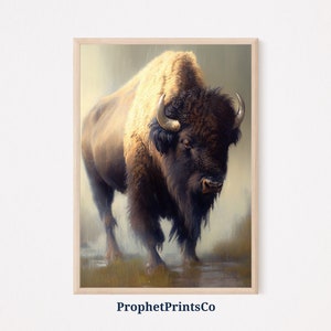Bison Oil Painting Print | Original Animal Wall Art | Bison Art Print | Buffalo Home Décor | Printable Wall Art | Digital Download