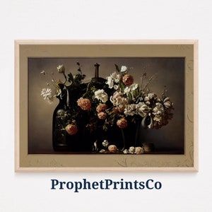 Stimmungsvolles Florales Poster Print | Dark Academia Wandkunst | Blumenliebhaber Geschenk | Ölgemälde Wohndekor | Druckbare Wandkunst | DIGITALER DOWNLOAD