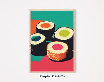 Sushi Pop Art Poster Print | Cute Kitchen Wall Art | Sushi Lover Gift | Japanese Food Home Décor | Printable Wall Art | DIGITIAL DOWNLOAD
