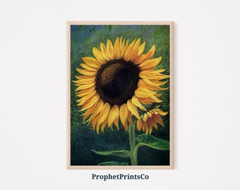 DIGITIAL DOWNLOAD Sunflower Painting Poster Print | Botanical Wall Art | Flower Lover Gift | Cute Floral Home Décor | Printable Wall Art