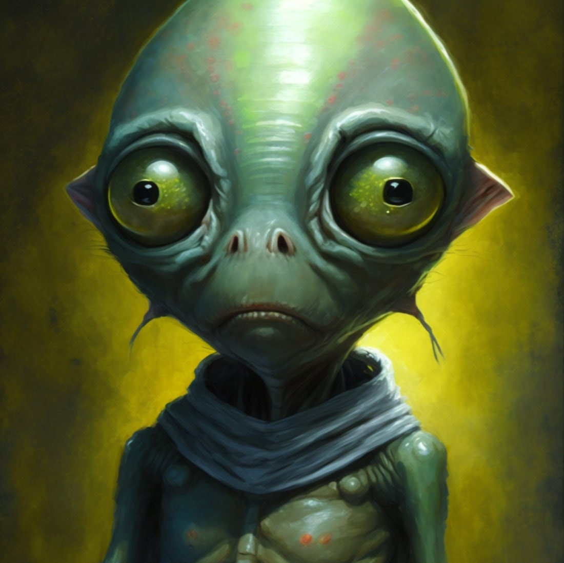 Friendly Alien Poster Print Cute Space Wall Art Alien Lover Gift Retro ...