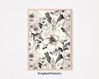 Floral Pattern Art Print | Botanical Wall Art | Vintage Floral Print | Flower Market Home Décor | Printable Wall Art | Digital Download