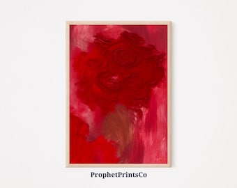 Abstract Red Poster Print | Ruby Red Wall Art | Red Painting Gift | Modern Contemporary Home Décor | Printable Wall Art | DIGITIAL DOWNLOAD