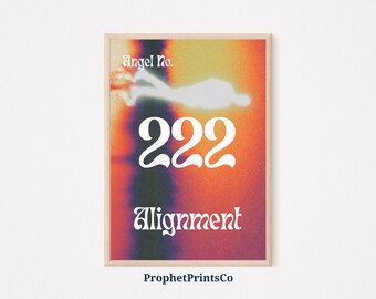 Angel Number 222 Poster Print | Positive Aura Wall Art | Colorful Cute Gift | Spiritual Home Décor | Printable Wall Art | DIGITIAL DOWNLOAD