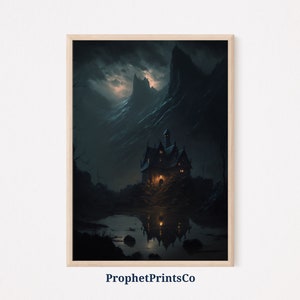 Dark Academia Landscape Poster Print | Moody Castle Wall Art | Painting | Vintage Gothic Home Décor | Printable Wall Art | DIGITIAL DOWNLOAD
