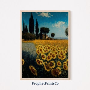 Sunflower Field Poster Print | Flower Wall Art | Inspired By Monet | Country Farmhouse Home Décor | Printable Wall Art | DIGITIAL DOWNLOAD
