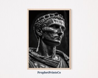 Julius Caesar Poster Print | Roman Emperor Wall Art | Ancient Rome Gift | Black And White Home Décor | Printable Wall Art | Digital Download