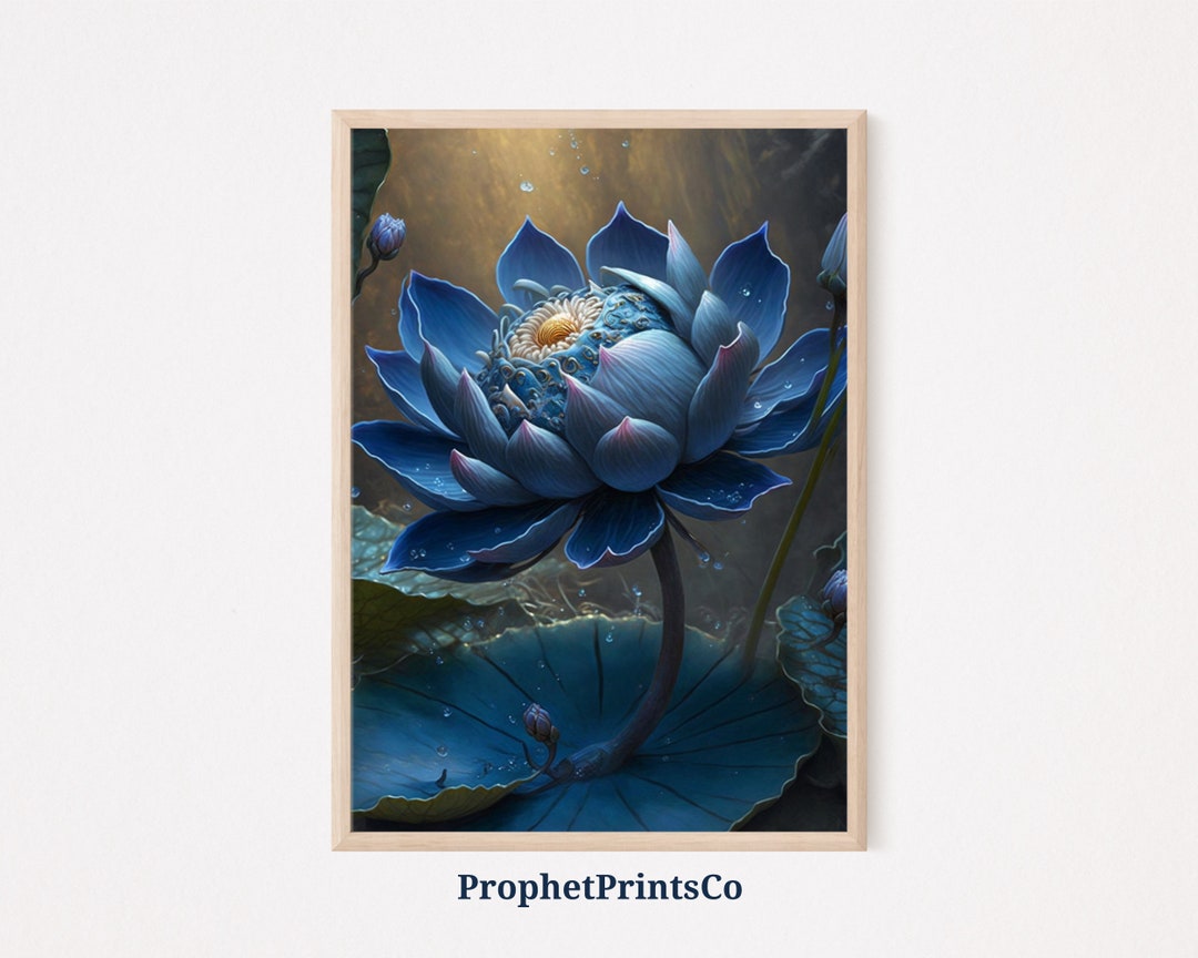 Blue Lotus Flower Poster Print | Floral Wall Art | Herbal Art Gift ...