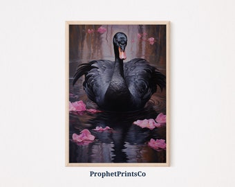 Vintage Swan Print | Black Lake Swan Print | Black Swan Art | Black Swan Poster | Nursery Prints | Printable Wall Art | Digital Download