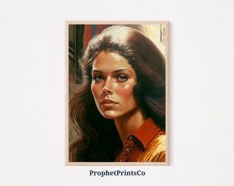Retro 70s Woman Poster Print | Retro Wall Art | Hippie Lover Gift | Mid Century Modern Home Décor | Printable Wall Art | DIGITIAL DOWNLOAD