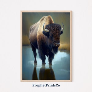 Bison Oil Painting Print | Original Animal Wall Art | Bison Art Print | Buffalo Home Décor | Printable Wall Art | Digital Download