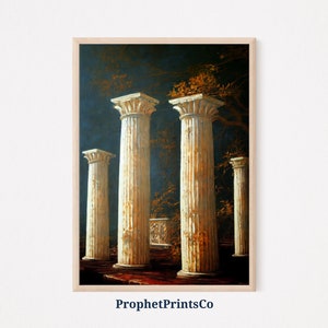 Greek Column Poster Print | Greek Oil Painting Wall Art | Greece Lover Gift | Travel Home Décor | Printable Wall Art | DIGITIAL DOWNLOAD