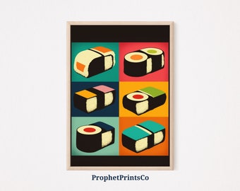 Sushi Pop Art Poster Print | Cute Kitchen Wall Art | Sushi Lover Gift | Japanese Food Home Décor | Printable Wall Art | DIGITIAL DOWNLOAD