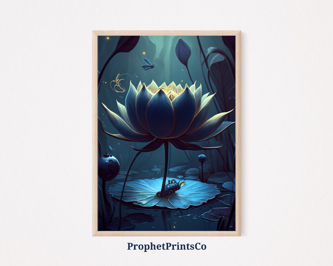 Blue Lotus Flower Poster Print | Floral Wall Art | Herbal Art Gift ...