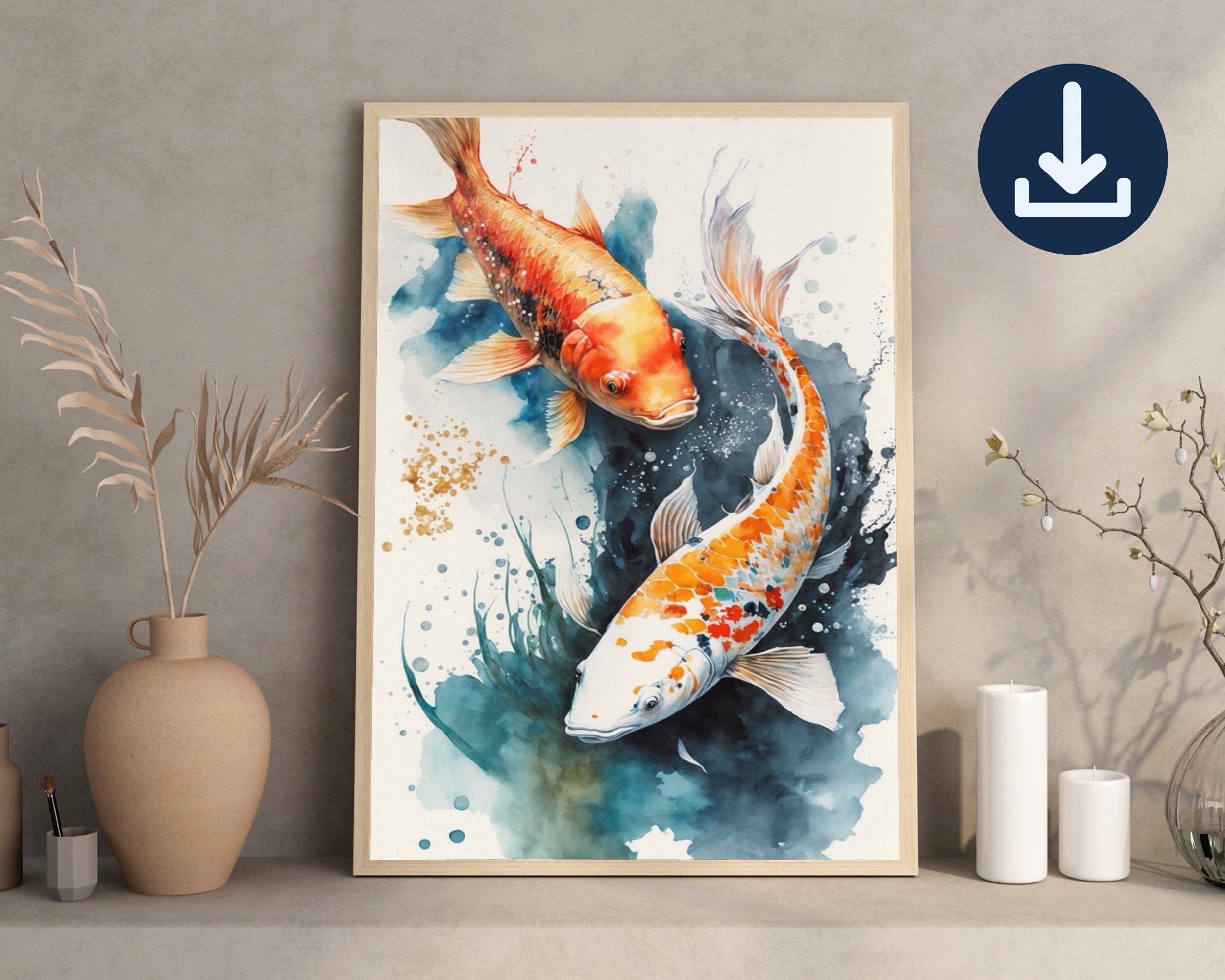 Watercolor Koi Fish Poster Print | Japanese Wall Art | Koi Fish Gift ...