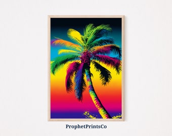 Palm Tree Pop Art Poster Print | Cool Tropical Wall Art | Colorful Gift | Beach House Home Décor | Printable Wall Art | DIGITIAL DOWNLOAD