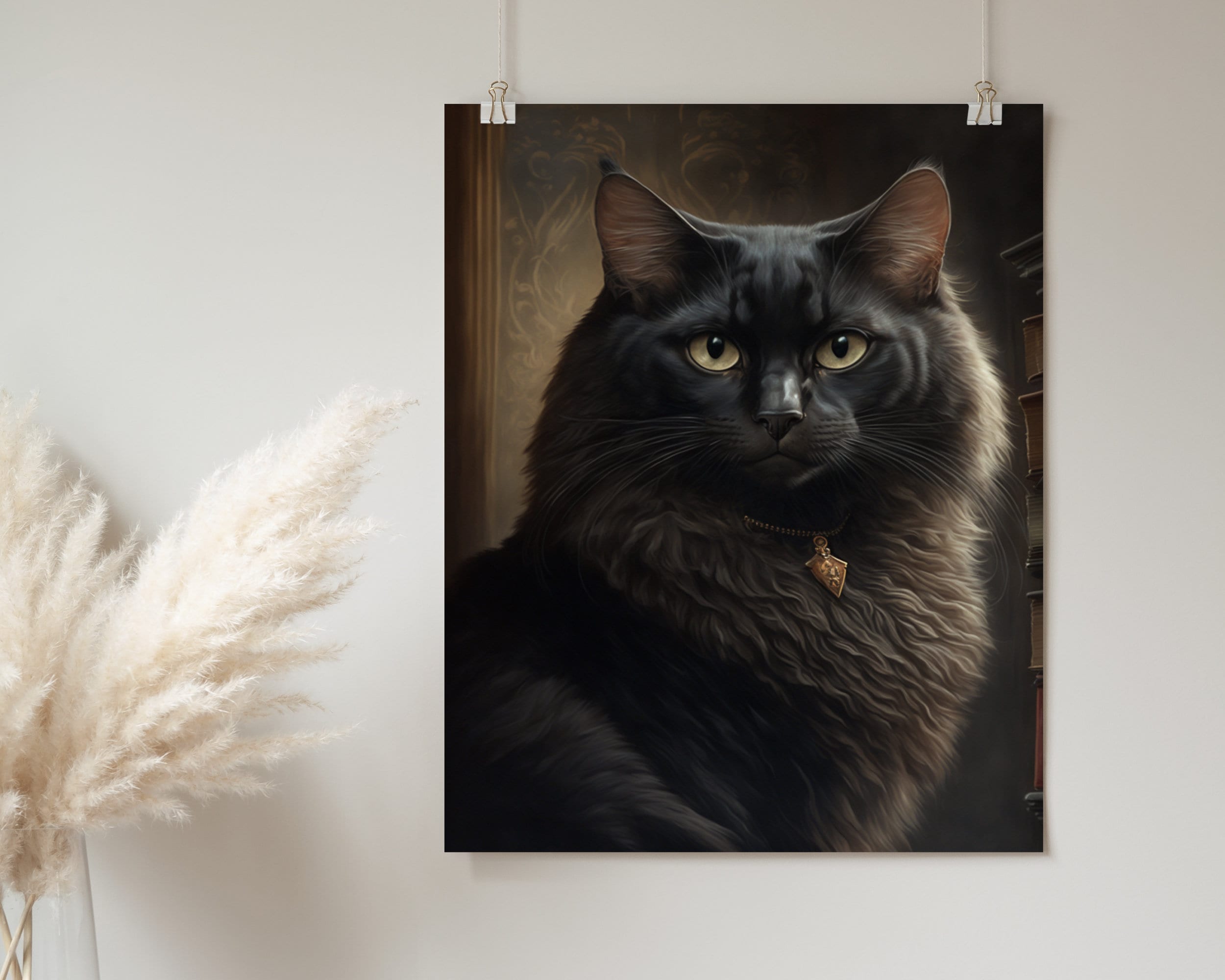 Cute Black Cat Poster Print | Dark Academia Wall Art | Gift for Cat ...
