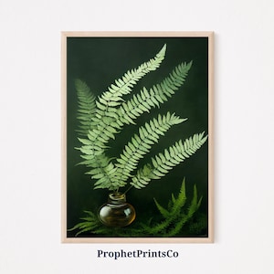 Fern Oil Painting Poster Print | Vintage Botanical Wall Art | Fern Lover Gift | Fern Art Home Décor | Printable Wall Art | DIGITIAL DOWNLOAD