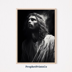 Jesus Porträt | Schwarzweiße Kunst | Bild Jesus | Jesus Christus Kunst | Christliche Kunst zum Ausdrucken | Druckbare Wandkunst | Digitaler Download