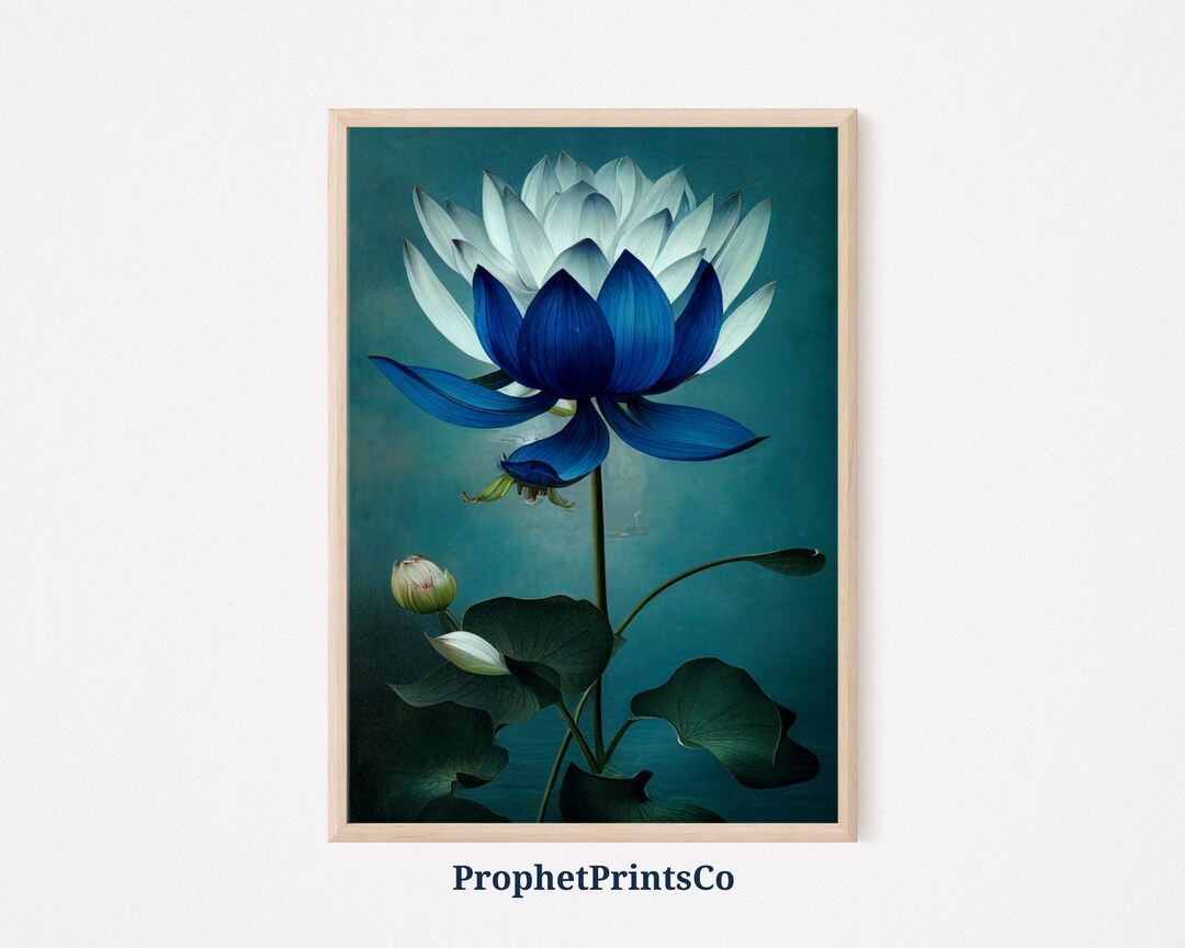 DIGITIAL DOWNLOAD Blue Lotus Poster Print | Zen Wall Art | Blue Floral ...