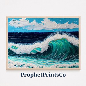 Ocean Waves Painting Print / Cute Beach Wall Art / Sea Lover Gift / Coastal Beach House Home Decor / Printable Wall Art / DIGITIAL DOWNLOAD