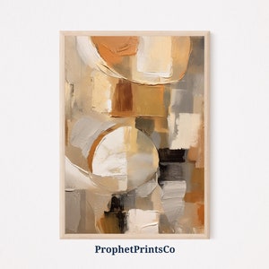 Impresión de pintura al óleo de tono tierra abstracta / Arte de pared Boho / Impresión naranja quemada / Decoración del hogar de terracota / Arte de pared imprimible / Descarga digital