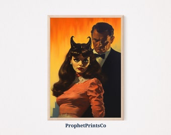 Vintage Horror Art Print | Pulp Art Painting Wall Art | Retro Horror Illustration | Cool Home Décor | Printable Wall Art | Digital Download