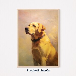 Vintage Yellow Lab Oil Painting Print | Dog Art | Gift For Dog Lover | Labrador Retriever Home Décor | Printable Wall Art | Digital Download