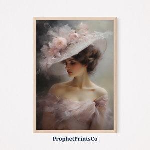 Coquette Vintage Lady Print | Coquette Aesthetic Wall Art | Pink Preppy | Cute Girly Bows Home Décor | Printable Wall Art | Digital Download