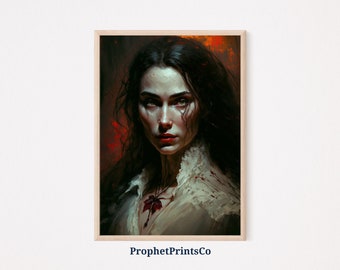 Vampire Painting Poster Print | Dark Academia Wall Art | Halloween Decor Gift | Gothic Home Décor | Printable Wall Art | Digital Download