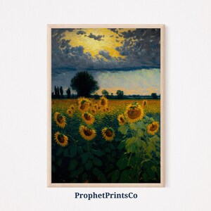 Sunflower Field Poster Print | Flower Wall Art | Inspired By Monet | Country Farmhouse Home Décor | Printable Wall Art | DIGITIAL DOWNLOAD