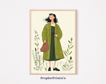 Moderne mode vrouw poster print | Minimalistische muurkunst | Stijlvolle woondecoratie | Hedendaagse kunst | Mode-illustratie | Afdrukbare muurkunst